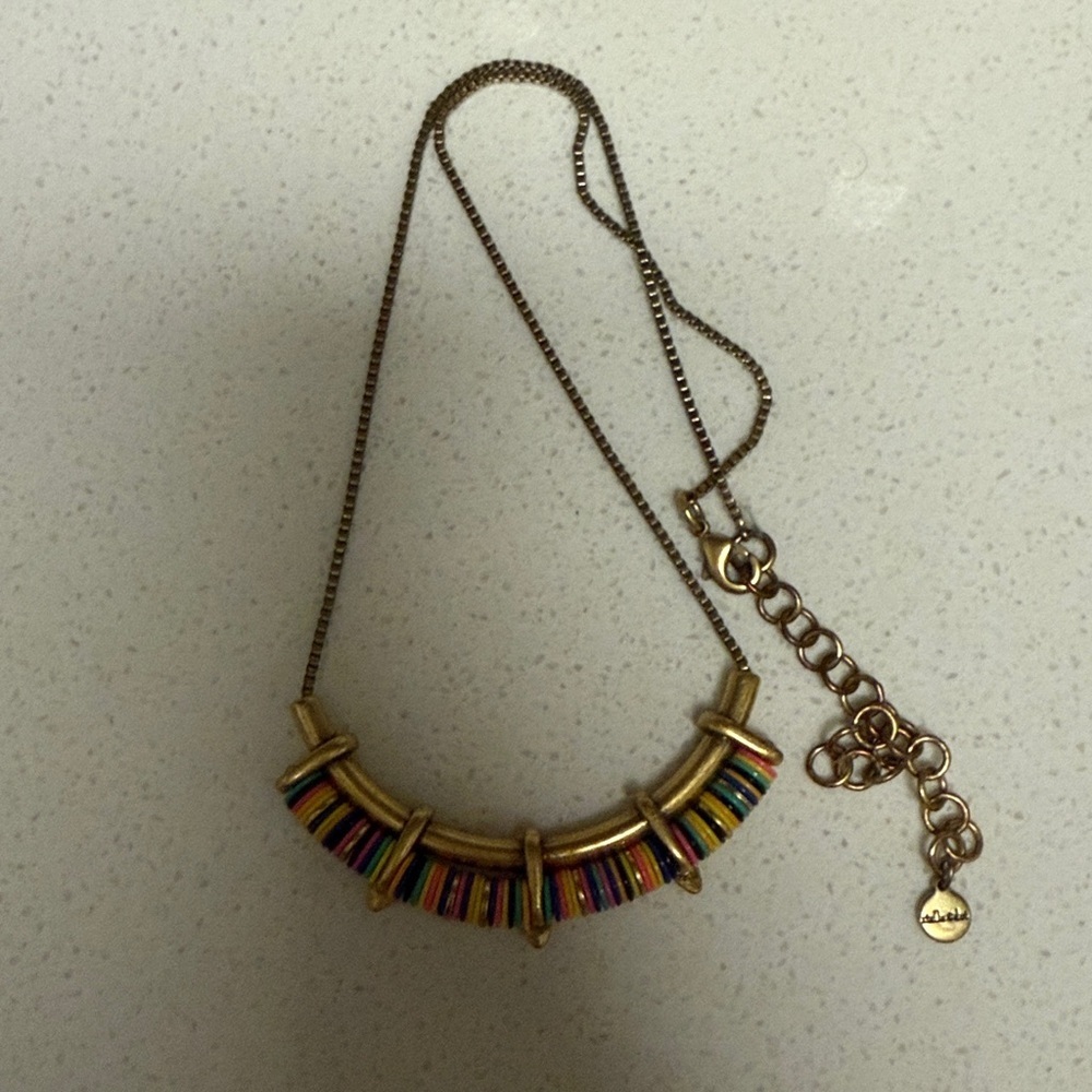 Stella and Dot Wandered Rainbow Beaded Disc Necklace Preowned
